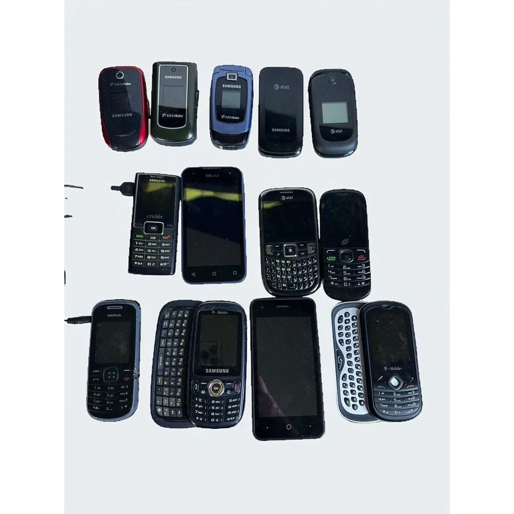 Lot of 13 Vintage Cell Phones Mixed Lot Samsung Nokia, Alcatel ZTE BLU, Sidekick